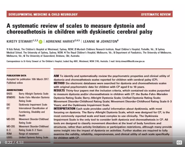 A systematic review of scales to measure dystonia and choreoathetosis in children with dyskinetic cerebral palsy