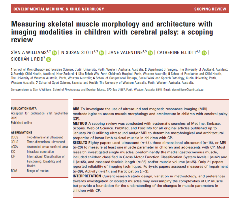 Measuring skeletal muscle morphology and architecture with imaging modalities in children with cerebral palsy: a scoping review