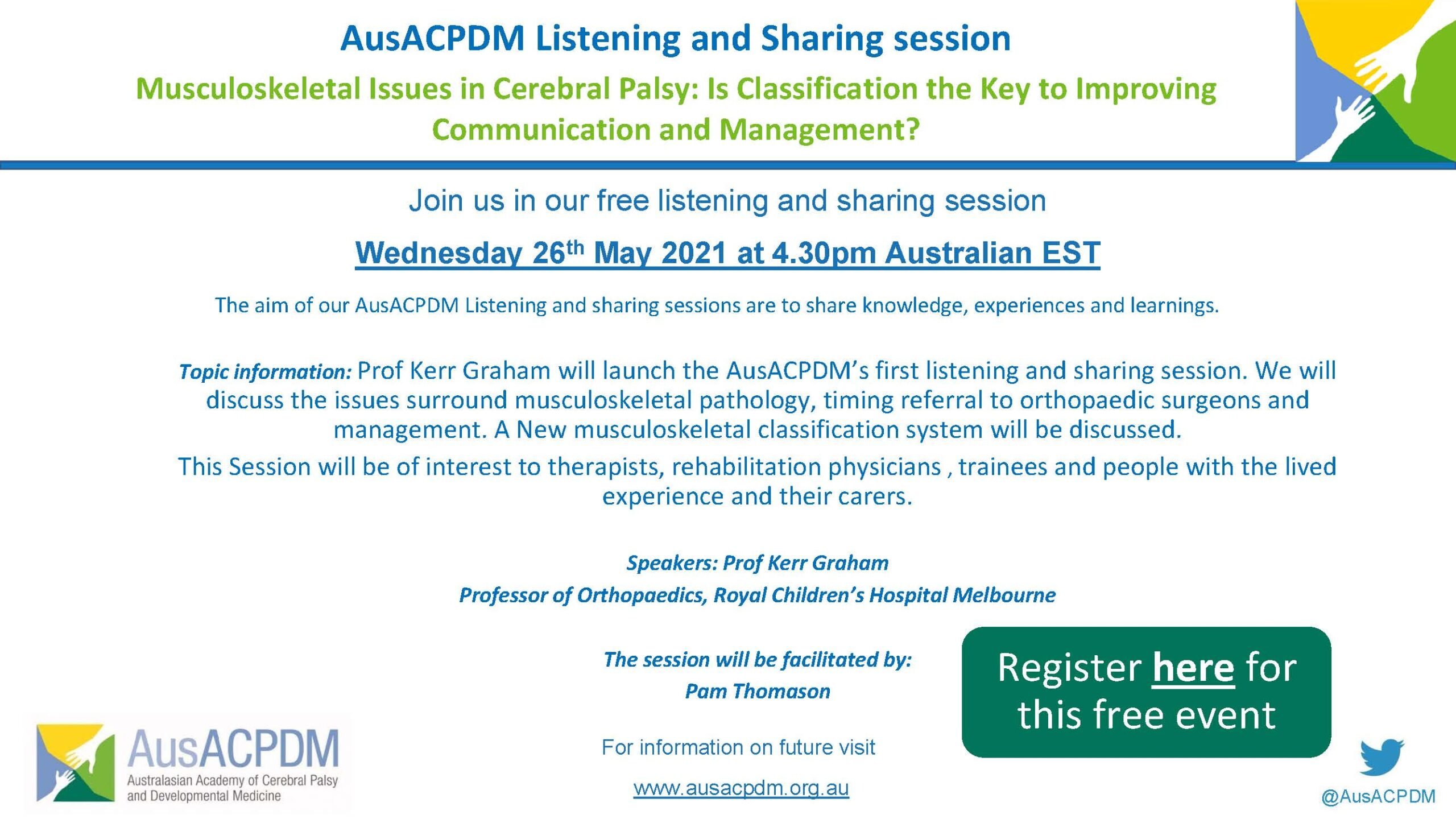 26th May: AusACPDM Listening and Sharing session