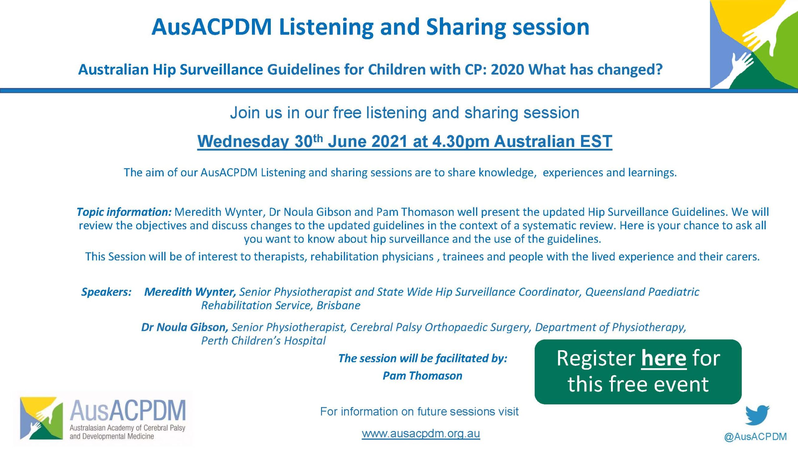 30th June: AusACPDM Listening and Sharing session