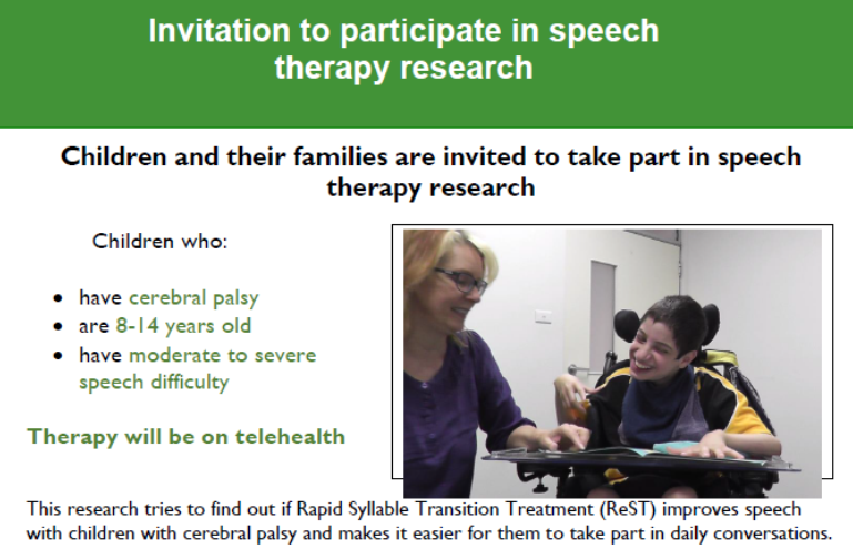 Study Invitation for children with CP and their families – Speech Therapy Research