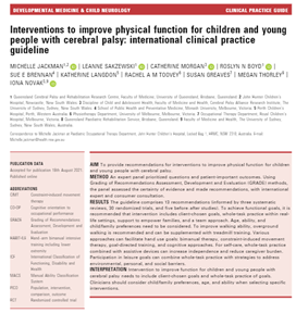 Interventions to improve physical function for children and young people with cerebral palsy: international clinical practice guideline