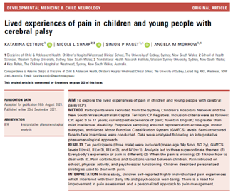 Lived experiences of pain in children and young people with cerebral palsy