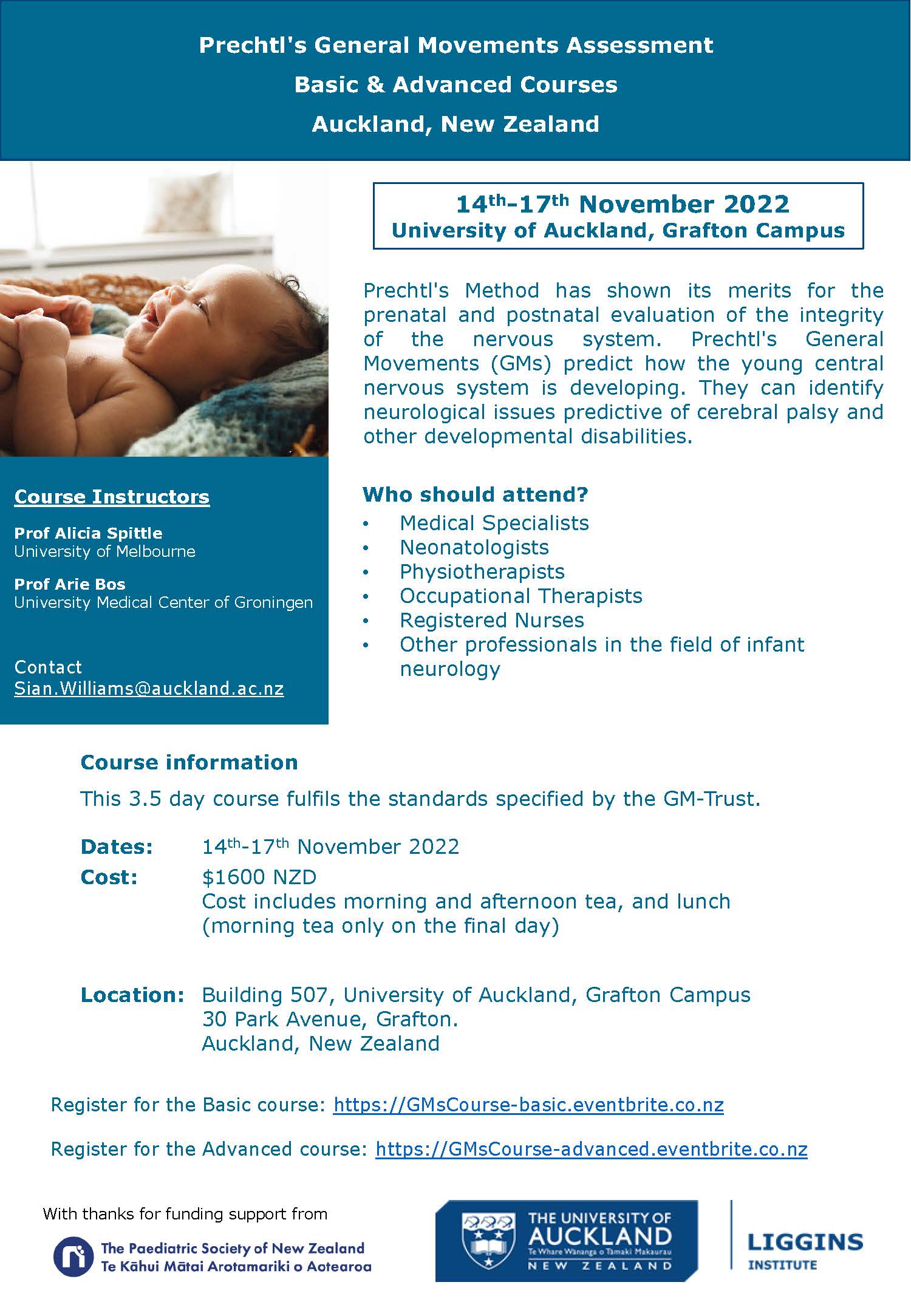 Prechtl's General Movements Assessment Basic & Advanced Courses in New