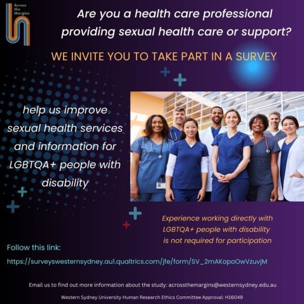Across the Margins Health Professionals Survey Flyer